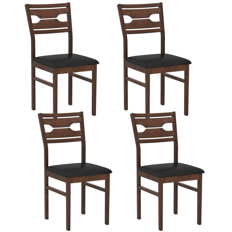 Giantex Wooden Dining Chairs Set of 2/4 PU Leather Upholstered Kitchen Armless Chair