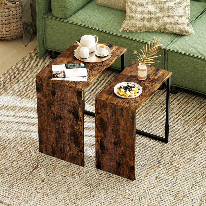 Giantex Nesting Coffee Table Set of 2 with Sturdy Metal Frames