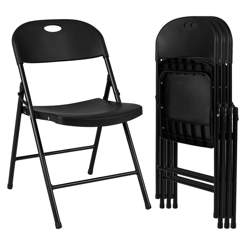 Giantex 4/6/8/12 Pack Plastic Folding Stackable Chair with Curved PP Seat