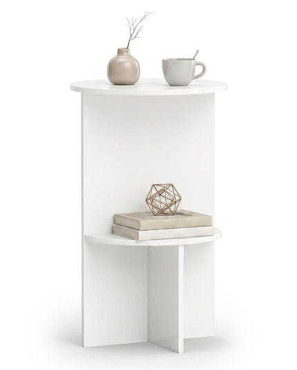 Giantex Round End Tables with Storage Shelf | Modern Night Stands for Small Space