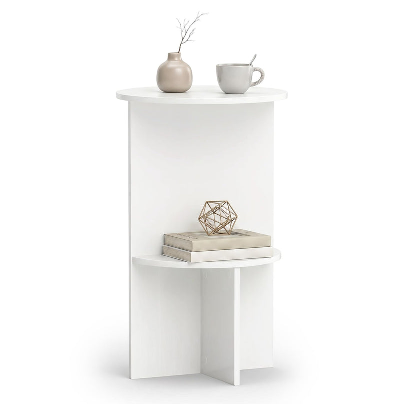 Giantex Round End Tables with Storage Shelf | Modern Night Stands for Small Space