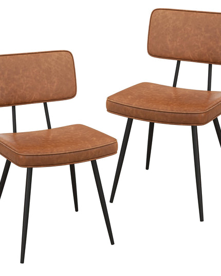 Giantex PU Leather Dining Chairs Set of 2/4, Upholstered Kitchen Chairs w/Padded Backrest & Seat, Metal Legs