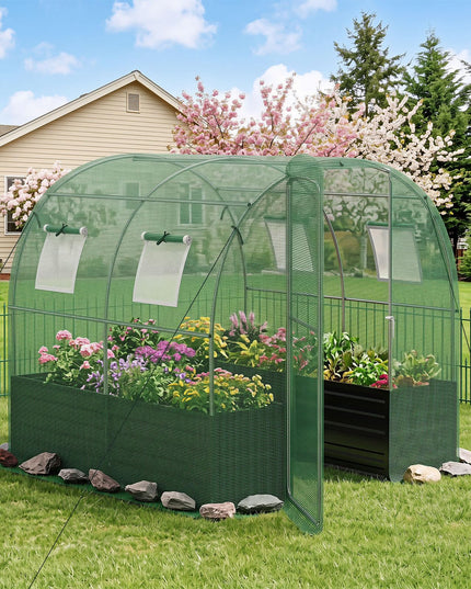 6.5 x 6.5 Ft Walk-in Greenhouse with Raised Garden Bed