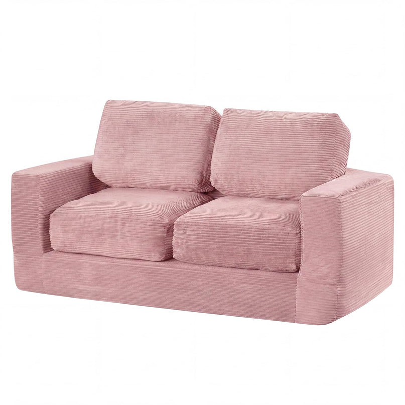 Giantex 2-Seater Floor Couch | Loveseat Foam Sofa with Removable Corduroy Cover