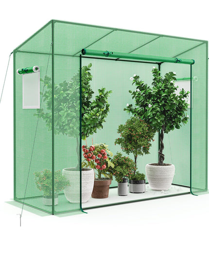 Giantex Walk-in Greenhouse, 4 Ground Stakes & Ropes, Outdoor Portable Mini Greenhouse w/ PE Cover