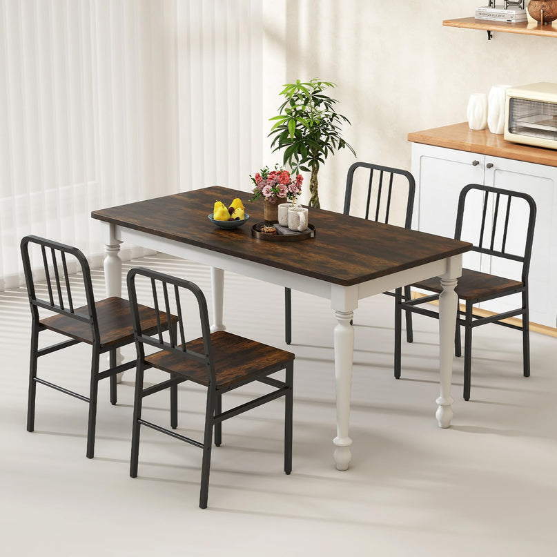 GIANTEX Metal Dining Chairs Set of 4 Industrial Kitchen Chairs
