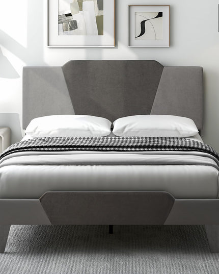 Giantex Velvet Upholstered Bed Frame with Headboard