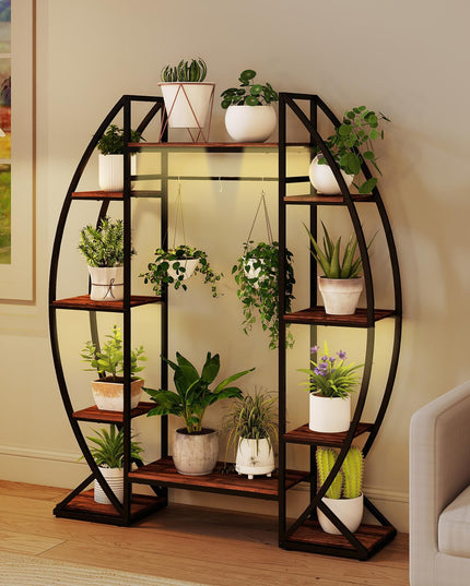Giantex Plant Stand Indoor with Grow Lights 10-Tier 63" Tall Metal Plant Shelf