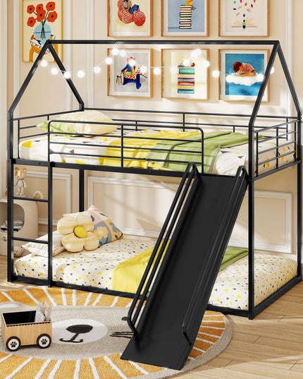Giantex Twin Over Twin Bunk Bed with Slide & Ladder