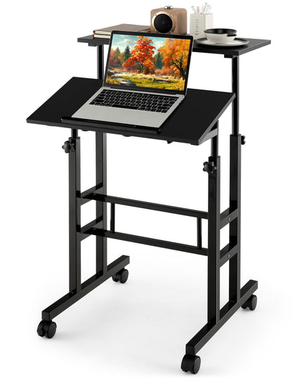 Giantex Mobile Stand up Desk, Height Adjustable, 24"D x 22"W x 49"H