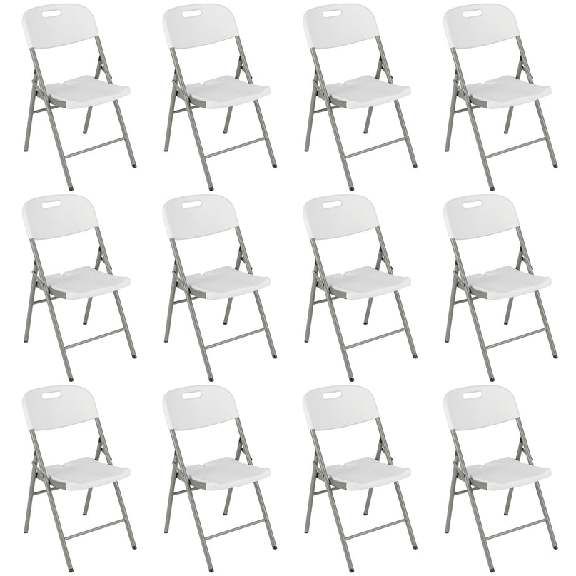 Giantex 4/8/12-Pack Plastic Folding Chairs, HDPE Waiting Room Chairs w/Metal Frame