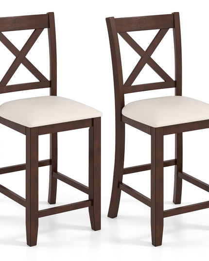 Giantex Farmhouse Counter Height Bar Stools with Footrest