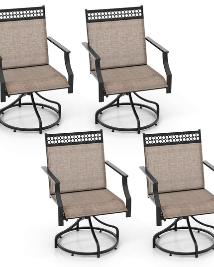 Giantex Swivel Outdoor Chairs, Patio Dining Chairs, Round Steel Base