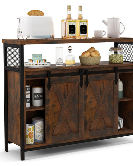Giantex Buffet Cabinet with Storage, Farmhouse Coffee Bar Cabinet w/ 3-Level Adjustable Shelves