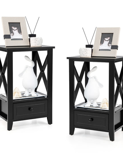 Lot de tables de chevet Giantex Modern X-Design