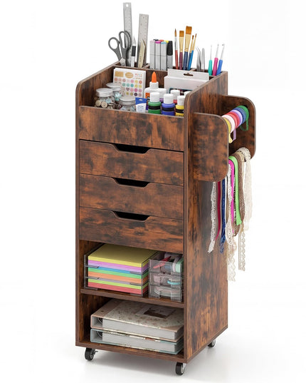 Giantex Craft Storage Cart - Utility Organizer Cart with 3 Drawers