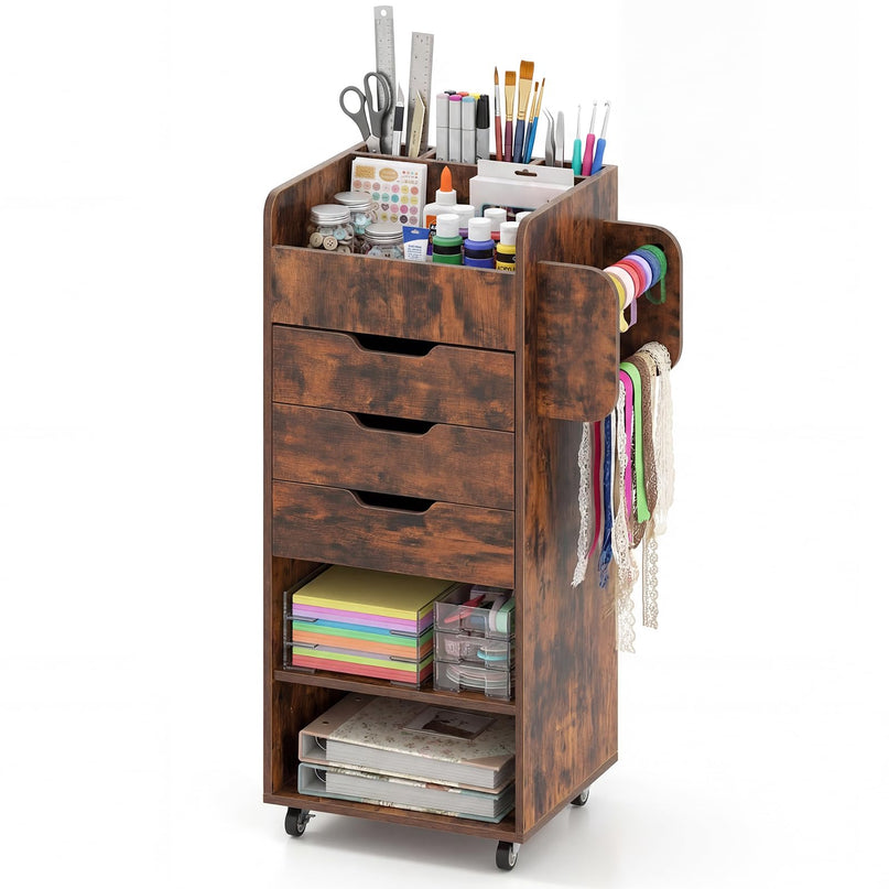 Giantex Craft Storage Cart - Utility Organizer Cart with 3 Drawers