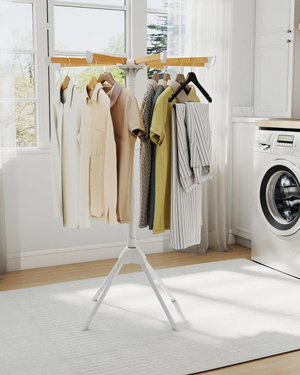 Giantex Foldable Laundry Drying Rack with 8 Bamboo Hanging Rods & 40 Hanger Slots