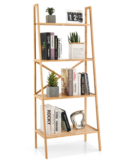 Giantex 4-Tier Bamboo Bookshelf, Multifunctional Storage Display Rack Shelves with Anti-Tipping Device