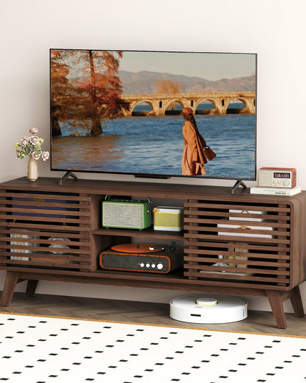 Meuble TV moderne Mid-Century Giantex avec armoire de rangement pour téléviseurs 60/65 pouces