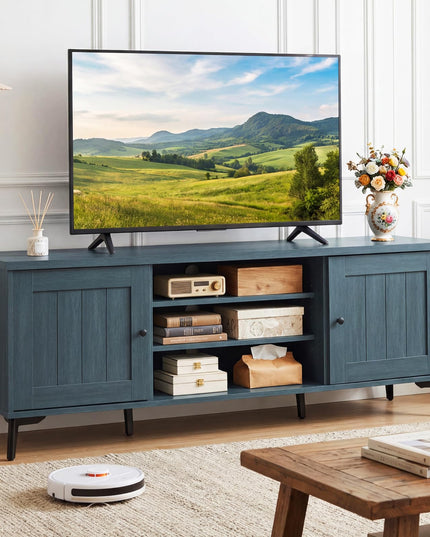 Meuble TV Giantex Mid Century 2 portes pour téléviseurs jusqu'à 65 pouces pour salon