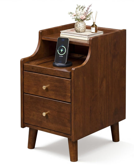 Giantex Narrow Night Stand Set 2 with Drawers(12”W x 16”D x 20”H)