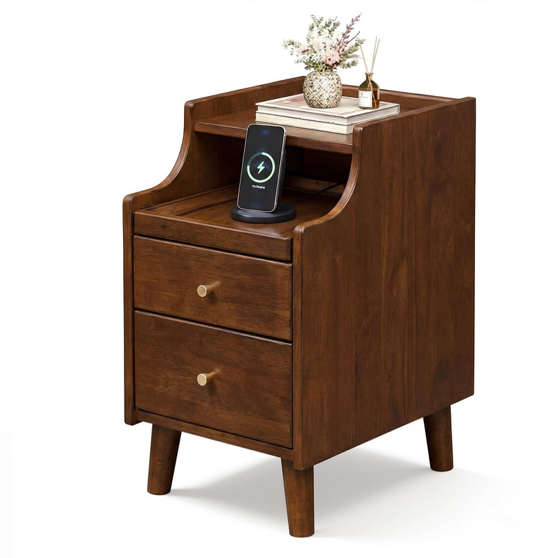 Giantex Narrow Night Stand Set 2 with Drawers(12”W x 16”D x 20”H)