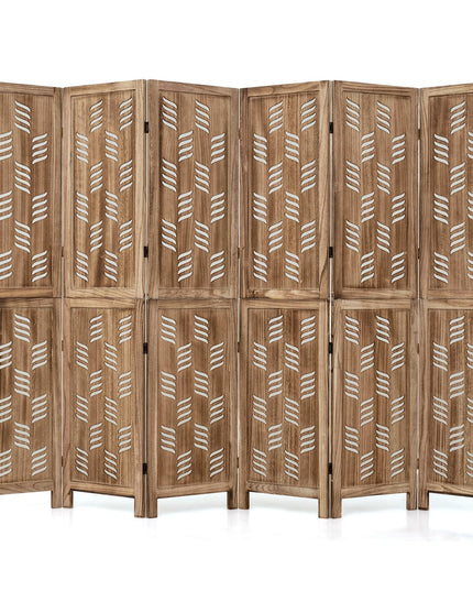 GIANTEX 4/6 Panel Folding Room Divider Wood Privacy Screen with Wave Cutout