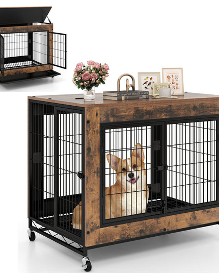 Giantex Dog Crate Furniture with Wheels