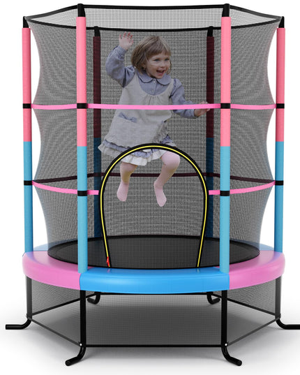 55" Kids Trampoline with Safety Enclosure Net