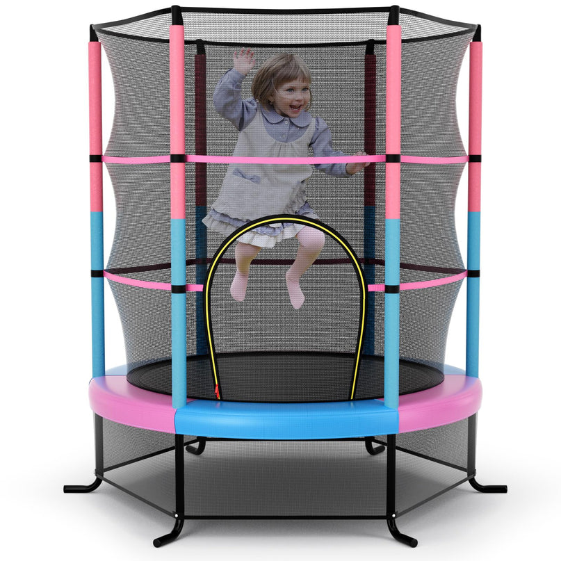 55" Kids Trampoline with Safety Enclosure Net