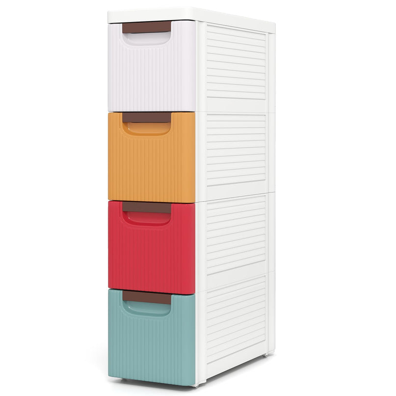 Giantex 4 Drawers Storage Cart Narrow Plastic Dresser