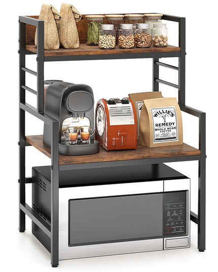 Giantex 3-Tier Microwave Stand, Space-Saving Microwave Oven Rack with 2 Open Shelves & Heavy-Duty Metal Frame