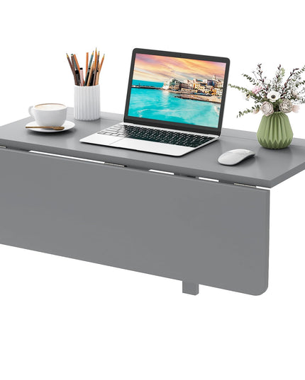Giantex Wall Mounted Folding Table, 31.5" x 23.5" Wood Murphy Desk Drop-Leaf Table