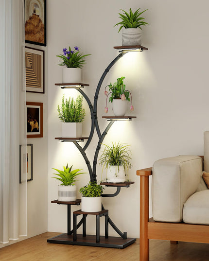 Giantex Plant Stand Indoor with Grow Lights 8-Tier 58" Tall Corner Metal Plant Shelf