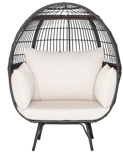 Giantex PE Rattan Egg Chair - Oversized Hammock Chair with Thick Cushions & Sturdy Metal Frame