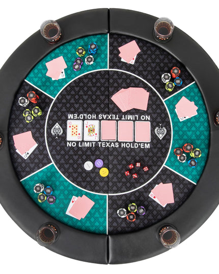 Giantex 48" Poker Table Top, 6 Player Foldable Round Blackjack Poker Table Topper w/Carrying Bag