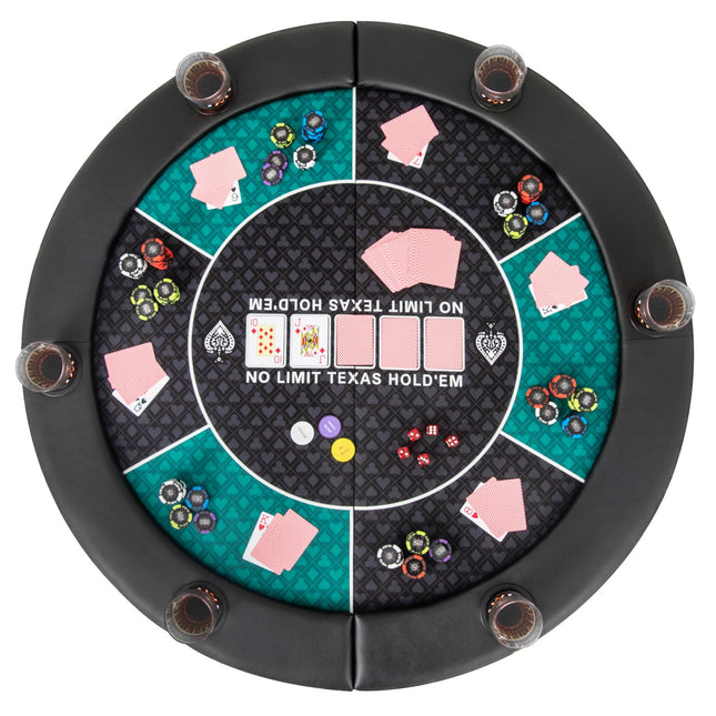 Giantex Plateau de table de poker 48 po, Dessus de table de poker Blackjack rond pliable à 6 joueurs avec sac de transport