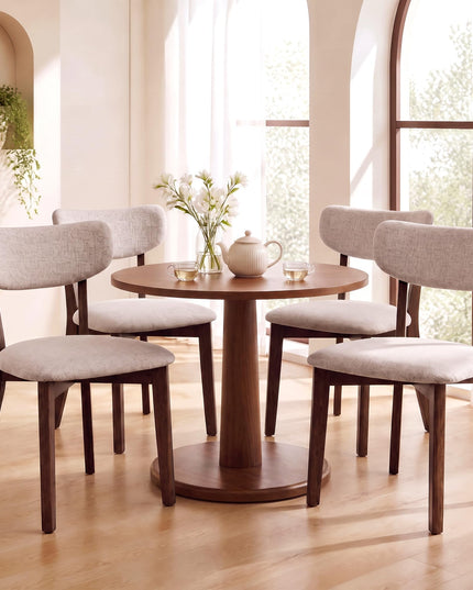 GIANTEX Wood Dining Chairs Set of 4 with Curved Padded Backrest