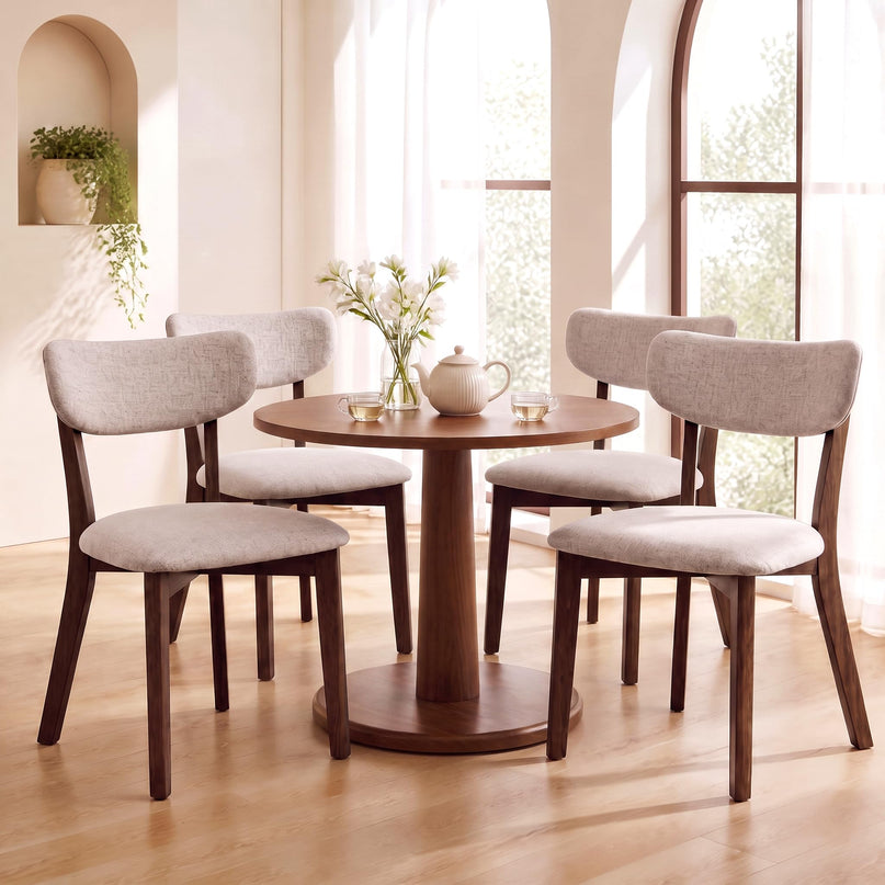 GIANTEX Wood Dining Chairs Set of 4 with Curved Padded Backrest