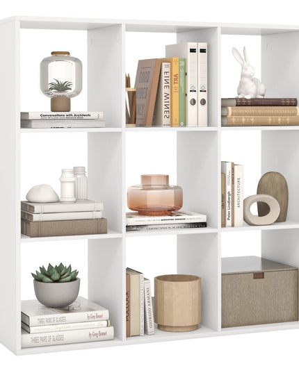 Giantex 9-Cube Bookcase, White Cubby Bookshelf w/Back Guardrail & Anti-Tipping Kits