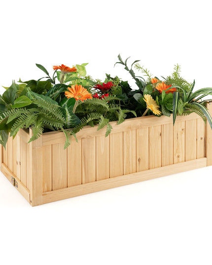 Giantex 15” Planter Raised Garden Bed - Wooden Planting Box, Outdoor Folding Square Planter