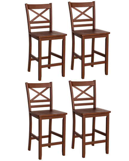Giantex 25'' Antique Kitchen Counter Height Chairs with Wooden X-Shaped Backrest & Rubber Wood Legs
