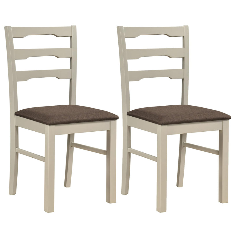 Giantex Wood Dining Chairs Set of 2/4 | Farmhouse Upholstered Kitchen Chairs with Ladder Back Design