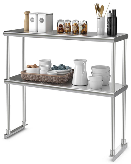 Giantex 48 Inch Stainless Steel Overshelf with Adjustable Lower Shelf