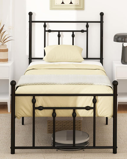 Giantex Twin Bed Frames with Headboard and Footboard, Victorian Style Twin Platform Bed