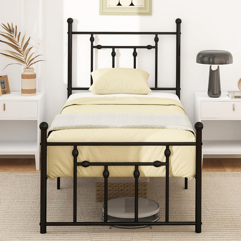 Giantex Twin Bed Frames with Headboard and Footboard, Victorian Style Twin Platform Bed