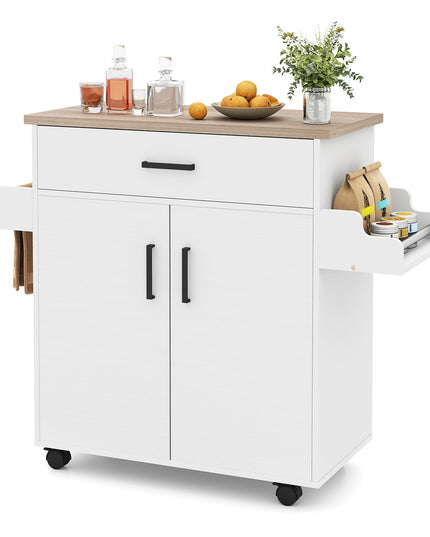 Giantex 41.5" W Rolling Kitchen Island with Storage