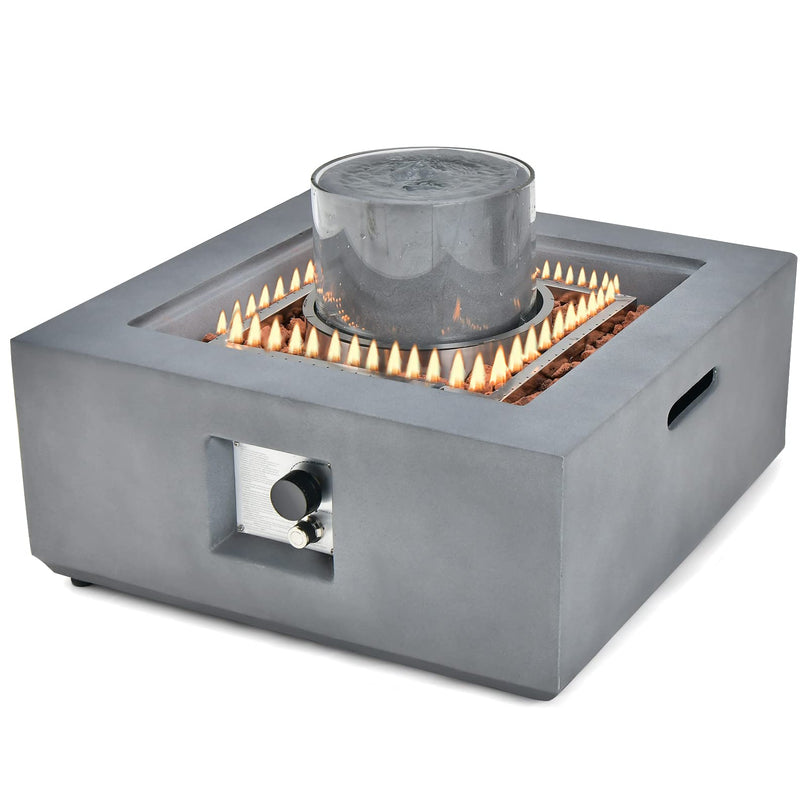 Giantex Fountain Fire Pit Table - 50,000 BTU Square Fire Table w/ Middle Fountain