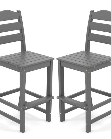 Giantex Outdoor HDPE Bar Stool, Patio Tall Bar Chair with Backrest and Footrest, 30 Inches Counter Height Barstools